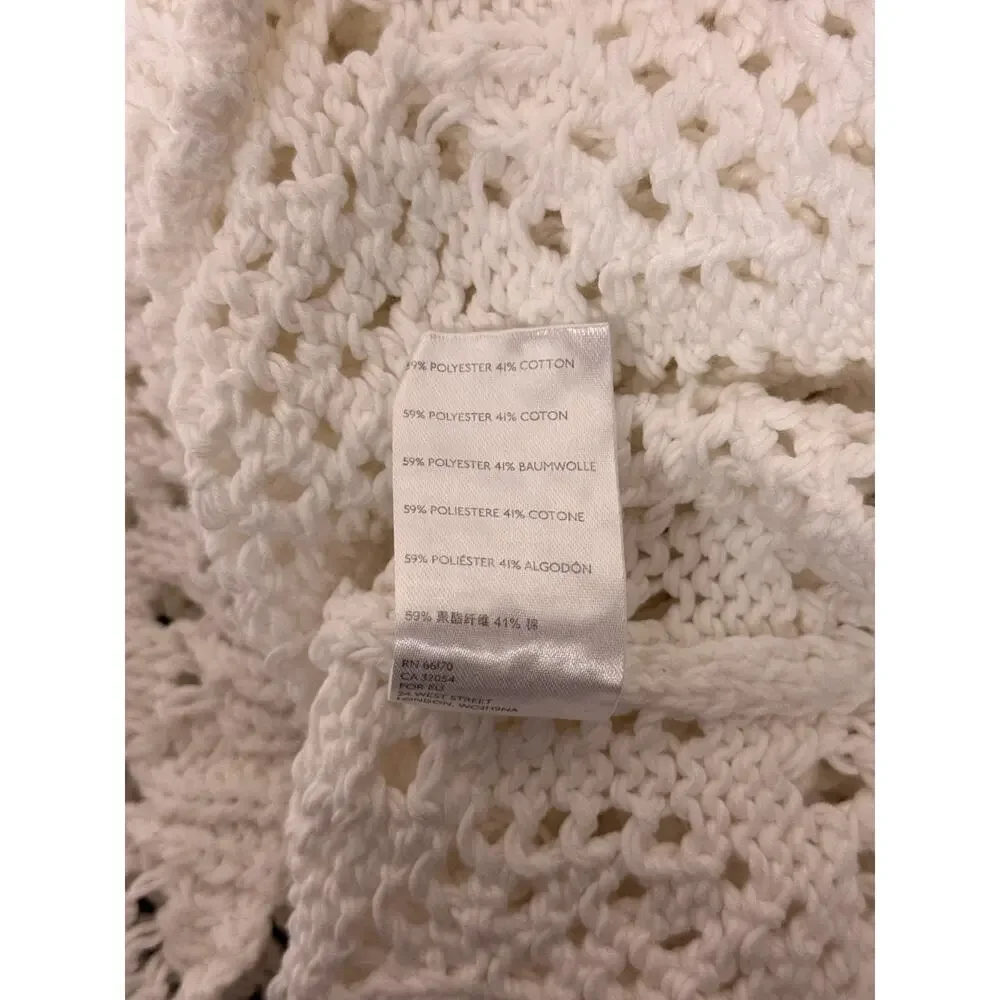 Free People Beach Top Medium Womens White Crochet Knit Resort Wear
